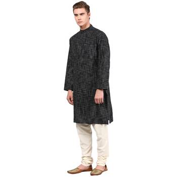 Black Abstract Woven Long kurta 3