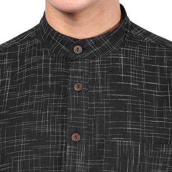Black Abstract Woven Long kurta 4