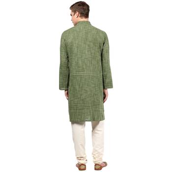Olive Abstract Woven Long kurta 2