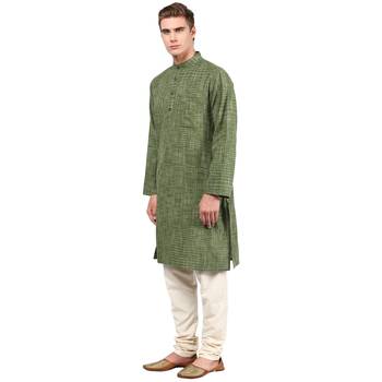 Olive Abstract Woven Long kurta 3