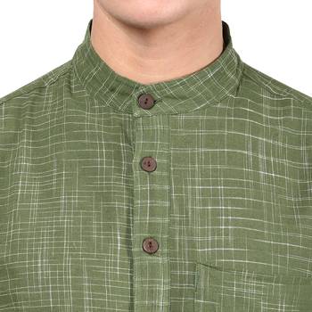 Olive Abstract Woven Long kurta 4