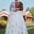 White foilage print net Semi Stitched bridal lehenga