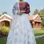 White foilage print net Semi Stitched bridal lehenga
