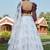 White foilage print net Semi Stitched bridal lehenga