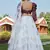 White foilage print net Semi Stitched bridal lehenga