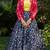 Navy-blue metallic foil printed net Semi Stitched bridal lehenga