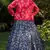 Navy-blue metallic foil printed net Semi Stitched bridal lehenga