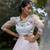Pink metallic foil printed net Semi Stitched bridal lehenga