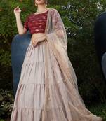 Light-coffee pigment mirror foil cotton Semi Stitched bridal lehenga