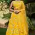 Yellow printed silk crepe Semi Stitched bridal lehenga