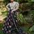 Black printed silk crepe Semi Stitched bridal lehenga