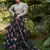 Black printed silk crepe Semi Stitched bridal lehenga