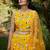 Yellow printed silk crepe Semi Stitched bridal lehenga