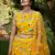 Yellow printed silk crepe Semi Stitched bridal lehenga