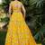 Yellow printed silk crepe Semi Stitched bridal lehenga