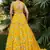 Yellow printed silk crepe Semi Stitched bridal lehenga