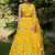 Yellow printed silk crepe Semi Stitched bridal lehenga