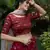 Maroon printed crepe silk Semi Stitched bridal lehenga