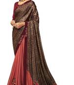   pink embroidered lycra saree with blouse