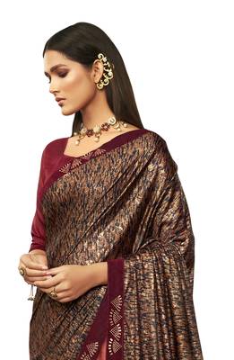   pink embroidered lycra saree with blouse 2