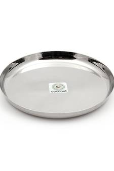 Coconut Stainless Steel Dinner Plate/ Apple Kumcha/Thali/ Kumcha - Pack of 6 (Diameter  9 Inch)
