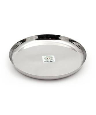 Coconut Stainless Steel Dinner Plate/ Apple Kumcha/Thali/ Kumcha - Pack of 6 (Diameter  13 Inch) 1