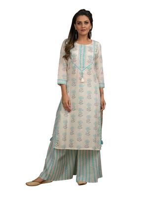 White printed cotton salwar 1