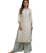 White printed cotton salwar