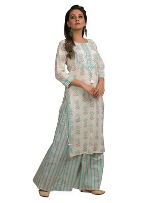 White printed cotton salwar 3