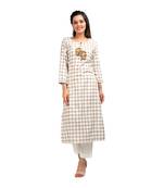 White printed cotton salwar