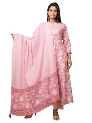 Pink printed cotton salwar 1