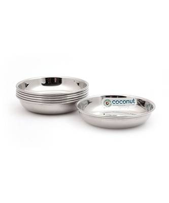 Coconut Stainless Steel H1 Regular Halwa Plate/ Serving Plates/ Snacks Plate - Small - Pack of 6(Diameter - 14Cm) 1