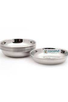 Coconut Stainless Steel H1 Regular Halwa Plate/ Serving Plates/ Snacks Plate - Small - Pack of 6(Diameter - 18Cm)