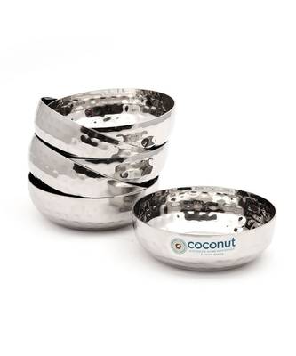 Coconut Stainless Steel H3 Hammered Halwa Plate/ Serving Plates/ Snacks Plate - Small - Pack of 6  (Diameter - 10Cm) 1