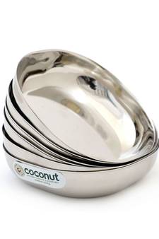 Coconut Stainless Steel H7 Aqua Halwa Plate/ Serving Plates/ Snacks Plate - Small - Pack of 6 (Diameter - 14Cm)