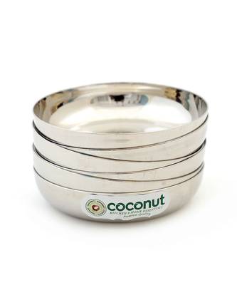 Coconut Stainless Steel H9  Dezire Halwa Plate/ Serving Plates/ Snacks Plate - Small - Pack of 6  (Diameter - 10Cm) 1