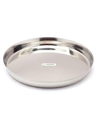 Coconut Stainless Steel 21 Guage  Jumbo Thali / Kumcha / Dinner Plate - 16 Inches - 1 Unit 1