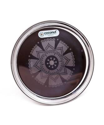 Coconut Stainless Steel Heavy Guage Full Plates Rangoli Design Round Dinner Plates -1 PC (27.5 Cms Each) 1