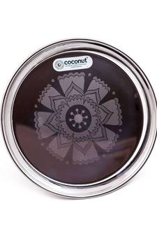 Coconut Stainless Steel Heavy Guage Full Plates Rangoli Design Round Dinner Plates -1 PC (27.5 Cms Each)