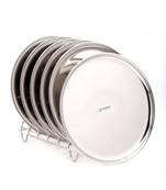 Coconut Stainless Steel Plain Round Quarter Plates/Thali - China Plates -Set of 6 - Diameter 31 Cms Each