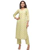 Green Floral Printed Kurta Pant Set