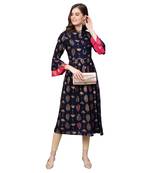 Multi Rayon 3/4 Sleeve Round Neck Printed Kurtas