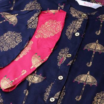 Multi Rayon 3/4 Sleeve Round Neck Printed Kurtas 4