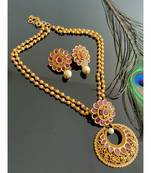 Gorgeous matte finish ruby designer bali necklace set-Dj07728