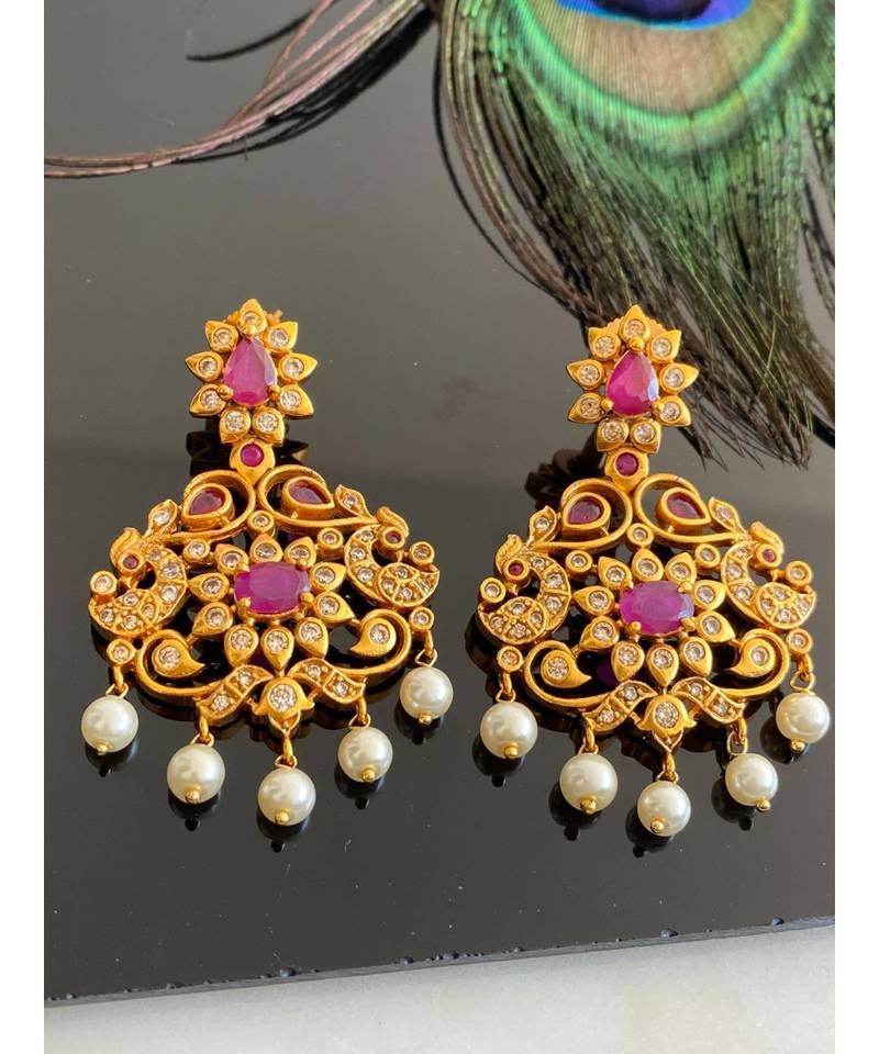 Awesome Matte finish Semiprecious Ruby Peacock Short haar set -Dj12946