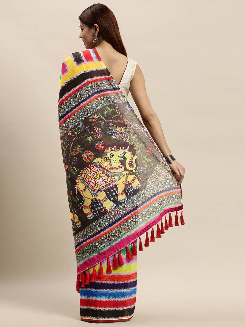 Vastranand Multicoloured Striped Saree