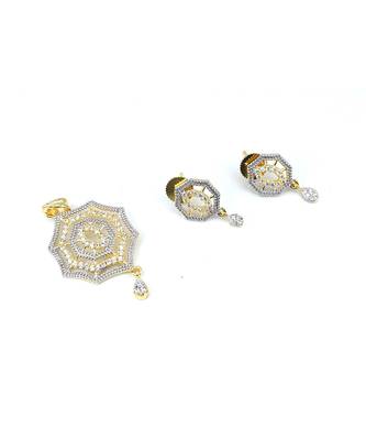Gold Plated American Diamond Jewellery Mangalsutra Pendant with Chain for Women 3