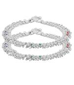 Silver Anklets With Heavy Design