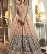 Cream Embroidery Butter Fly Net  Wedding Salwar Kameez