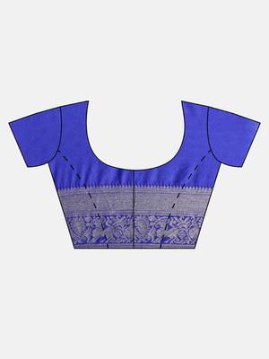 VASTRANAND Purple & Navy Blue Woven Design Banarasi Saree 5